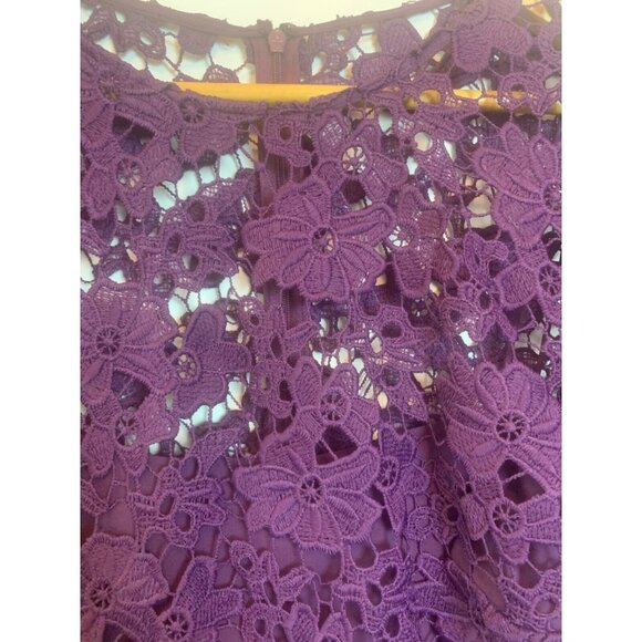 DONNA MORGAN Purple All-Over Floral Lace Sheath Dress Special‎ Occasion Sz 12 - Picture 8 of 12